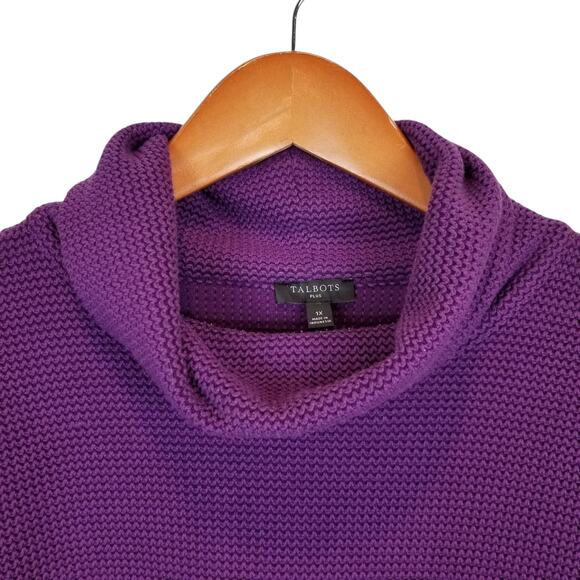 Talbots Plus Women's Cowl Neck Purple Knit Boxy Cut Sweater Size 1X - Picture 4 of 5